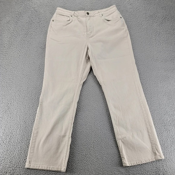 Coldwater Creek Pants‎ Womens 14 Beige Straight Leg High Rise Pockets - Picture 1 of 13